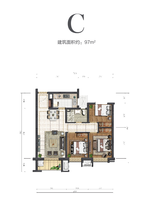 金輝中環云著97㎡戶型圖